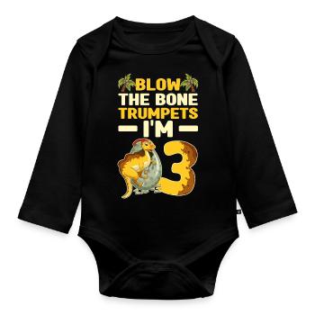 Cadeaux d’anniversaire de dinosaure Enfants | Dinos - Body Bébé bio manches longues - noir - Devant
