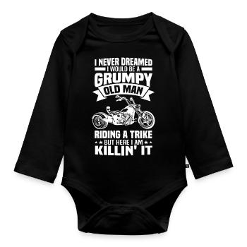 Trike Motorcycle Sayings | Triker Trikes Gifts - Organic Longsleeve Baby Bodysuit - black - Front
