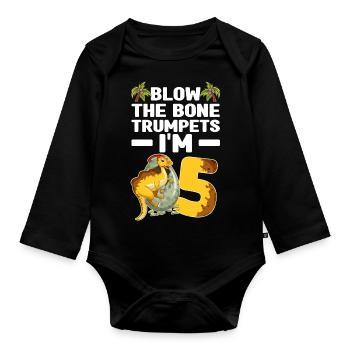 Dinosaurier - Baby Bio-Langarm-Body - Schwarz - Vorne