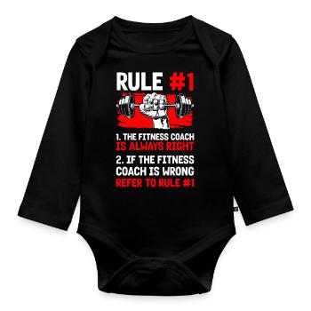 Fitness Muscle Building Bodybuilder - Organic Longsleeve Baby Bodysuit - black - Front