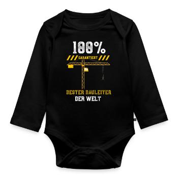 100% Garantiert Bester Bauleiter... - Baby Bio-Langarm-Body - Schwarz - Vorne