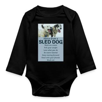 Husky Schlitten Hunderennen Alaskan Racers - Baby Bio-Langarm-Body - Schwarz - Vorne
