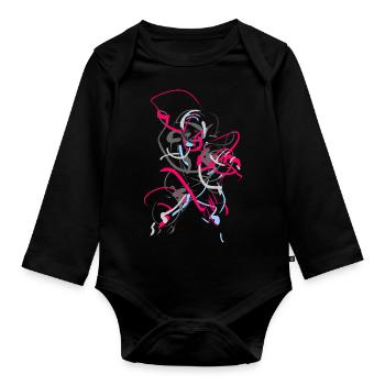 Abstract - Organic Longsleeve Baby Bodysuit - black - Front