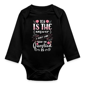 Tea Grandma Tea Lovers - Organic Longsleeve Baby Bodysuit - black - Front