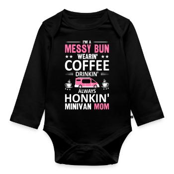 Minivan Super Mom Drives Minivan Moms Lifestyle - Organic Longsleeve Baby Bodysuit - black - Front
