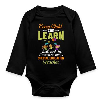 Special education Special education Promoting special needs - Organic Longsleeve Baby Bodysuit - black - Front