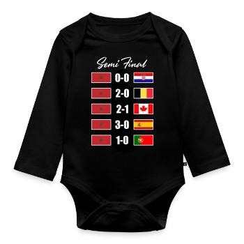 Maroc Coupe du Monde 2022 Demi-Final Résulat - Body Bébé bio manches longues - noir - Devant