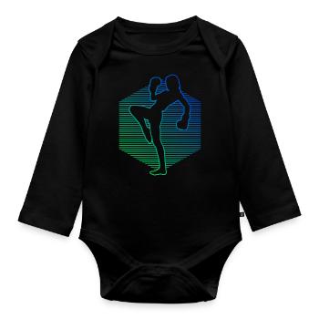 Boxen Kickboxing Boxing Kickbox Kickboxer - Organic Longsleeve Baby Bodysuit - black - Front