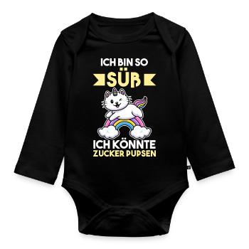 Deine Fürze stinken aber Ich liebe Dich - Baby Bio-Langarm-Body - Schwarz - Vorne