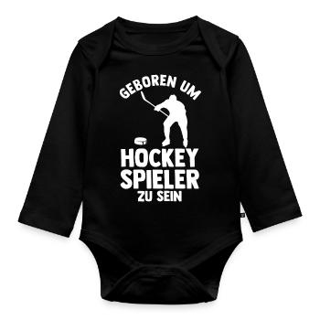 Eishockey Hockeyspieler Hockey - Baby Bio-Langarm-Body - Schwarz - Vorne