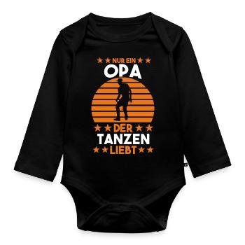 Tanzen Party Opa Großvater Musik Tänzer - Baby Bio-Langarm-Body - Schwarz - Vorne