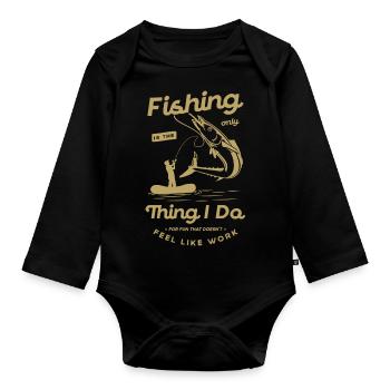La pêche n’est pas seulement un passe-temps La pêche de la fête des pères - Body Bébé bio manches longues - noir - Devant