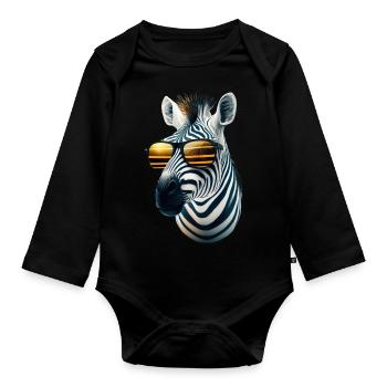 Zebra - Baby Bio-Langarm-Body - Schwarz - Vorne