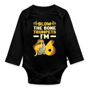Dinosaur Children's Birthday - Organic Longsleeve Baby Bodysuit - black - Front