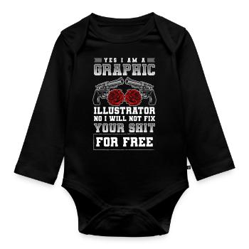Designer Graphic Drawing - Organic Longsleeve Baby Bodysuit - black - Front