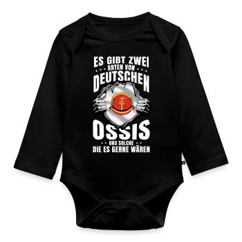 Ossi Ostdeutscher Es gibt zwei Arten - Baby Bio-Langarm-Body - Schwarz - Vorne