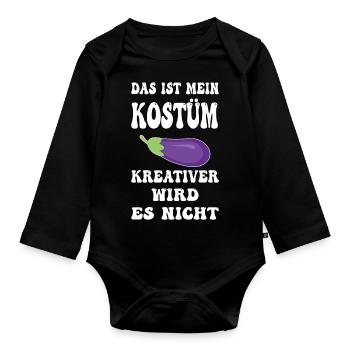 Auberginen Karneval schnelles Kostüm - Baby Bio-Langarm-Body - Schwarz - Vorne