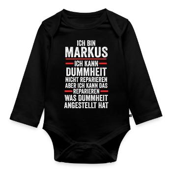 Markus - Baby Bio-Langarm-Body - Schwarz - Vorne