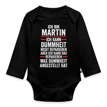 Martin - Baby Bio-Langarm-Body - Schwarz - Vorne