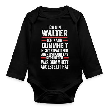 Walter - Baby Bio-Langarm-Body - Schwarz - Vorne