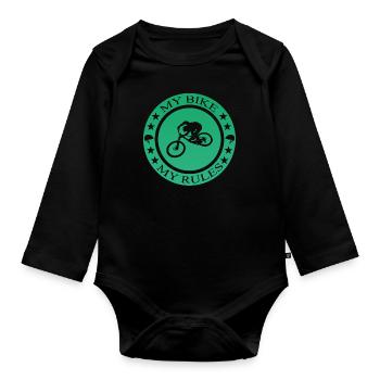 Biken, Bike, Fahrrad, Bmx - Baby Bio-Langarm-Body - Schwarz - Vorne