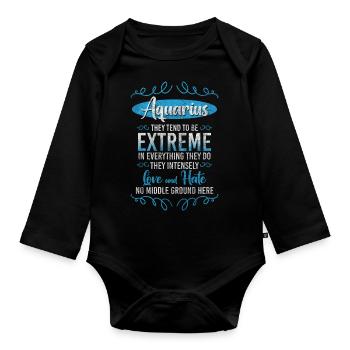 Zodiac sign January birth symbol - Organic Longsleeve Baby Bodysuit - black - Front
