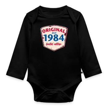1984 Blechschild - limeted edition - Vintage - Baby Bio-Langarm-Body - Schwarz - Vorne
