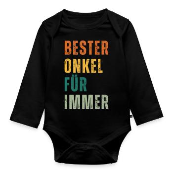Witziges Onkel T-Shirt Designs als Geschenkidee - Baby Bio-Langarm-Body - Schwarz - Vorne