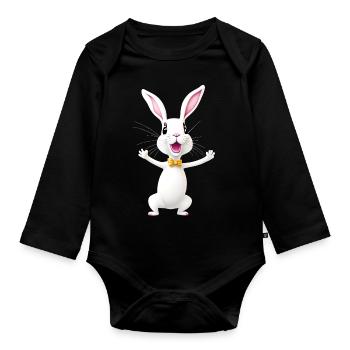 Funny Easter Bunny - Organic Longsleeve Baby Bodysuit - black - Front