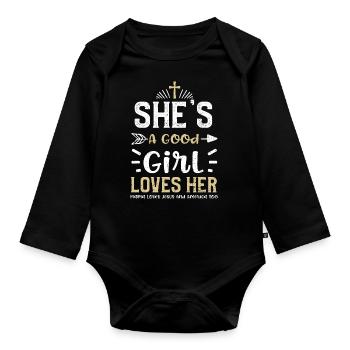 She's A Good Girl Loves Her Mama... - Baby Bio-Langarm-Body - Schwarz - Vorne