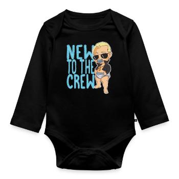 New in the team, baby or new member gift - Organic Longsleeve Baby Bodysuit - black - Front