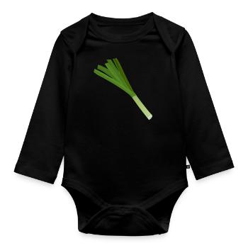 Leek - Organic Longsleeve Baby Bodysuit - black - Front