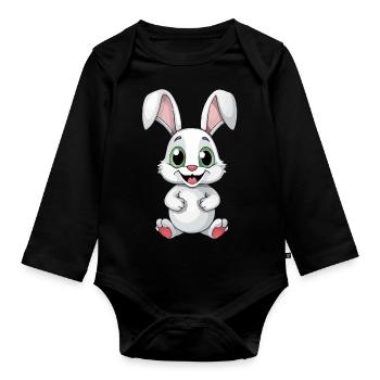 Funny cute bunny - Organic Longsleeve Baby Bodysuit - black - Front