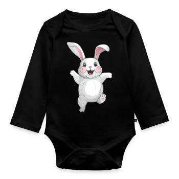 Lapin mignon - Body Bébé bio manches longues - noir - Devant