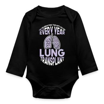 Celebrating the Gift of Life Lung Transplant - Baby Bio-Langarm-Body - Schwarz - Vorne