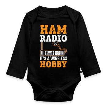 Ham Radio A Wireless Hobby Radio Radio - Organic Longsleeve Baby Bodysuit - black - Front