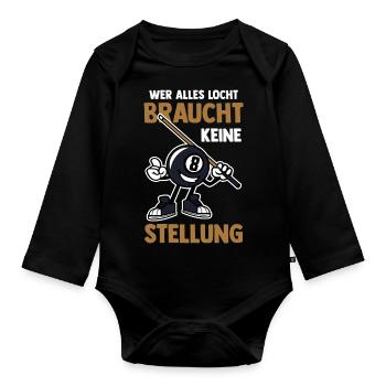 Snooker Billardtisch Billiard Billard - Baby Bio-Langarm-Body - Schwarz - Vorne