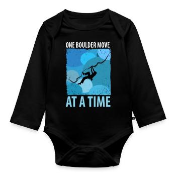 Vintage Bouldern Boulderer Klettern Kletterer - Baby Bio-Langarm-Body - Schwarz - Vorne