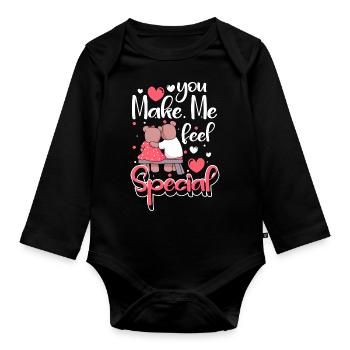 Romantisch Paar Romantik Zuneigung - Baby Bio-Langarm-Body - Schwarz - Vorne