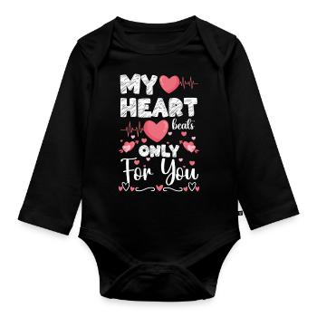 Romantisch Herz Partner - Baby Bio-Langarm-Body - Schwarz - Vorne