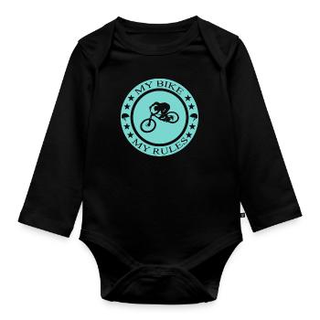 Fahrrad, Biker, BMX, Mtb - Baby Bio-Langarm-Body - Schwarz - Vorne