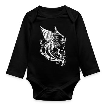 Shield Maiden, Valkyrie, Norse, Viking, Odin - Organic Longsleeve Baby Bodysuit - black - Front