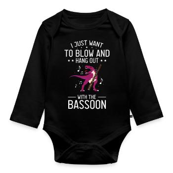 Bassoonist design for woodwind orchestra - Organic Longsleeve Baby Bodysuit - black - Front