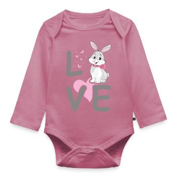 Amoureux des lapins - Body Bébé bio manches longues - mauve - Devant