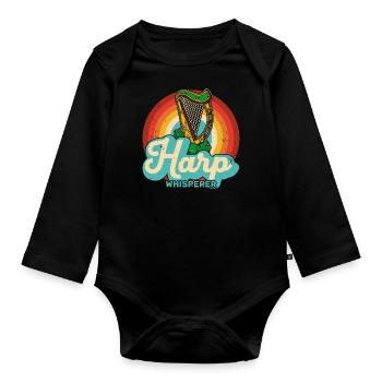 Zupfinstrument Keltische Harfe Harfenist - Baby Bio-Langarm-Body - Schwarz - Vorne