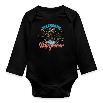 Space Stars Planets Telescope Astronomy - Organic Longsleeve Baby Bodysuit - black - Front