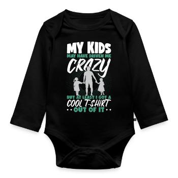 Kids Father's Day Dad Papa Birthday - Organic Longsleeve Baby Bodysuit - black - Front