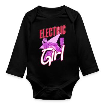 Electric Girl Electric Car Driver E-Car - Organic Longsleeve Baby Bodysuit - black - Front