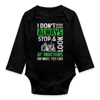 Farmer Attachment Farm Vehicle - Organic Longsleeve Baby Bodysuit - black - Front