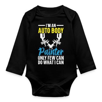 Easily distracted by spray paint car body - Organic Longsleeve Baby Bodysuit - black - Front